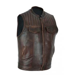 Cheap Price <b>Men</b> Leather <b>Vest</b> Custom Design 2025 Leather <b>Vest</b> /Leather <b>vest</b> <b>men's</b> /Custom color genuine leather <b>vest</b> - Product Image 2
