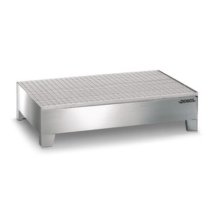 Bac de rétention en acier inoxydable pour 2 fûts de 200 litres, 850 x 1342 x 325 mm, avec grille - Product Image 1