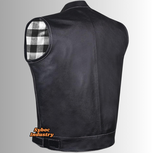 Gilet en cuir de moto en gros avec protection en cuir de vachette véritable certifié CE gilet en cuir de course blindé pour motard - Product Image 3