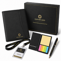 Ensemble cadeau personnalisé pour réunion d'entreprise, kit cadeau pour conférence, cadeau pour réunion d'affaires avec dossier A4, cordon, badge, notes adhésives, stylo, boîte