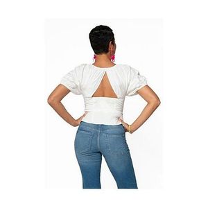 Maglia Elsa da Donna Leota con Maniche a Sbuffo in Maglia Solida, Colore Bianco, Taglia Piccola - Product Image 2