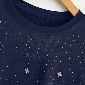 2025 nueva llegada camiseta con diamantes de imitación diseño único 100% algodón suelta ajuste impreso camiseta con diamantes de imitación para hombres - Product Image 3