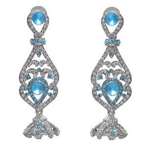 Kriaa ต่างหูตุ้งติ้งสีฟ้าแบบ1301226ชุบโรเดียม - Product Image 1