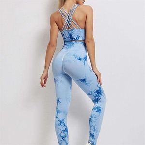 Women's Casual Seamless High Waist Breathable Anti-Bacterial Gym Fitness Sport Leggings Wholesale Yoga Pants Tie Dye Design - Product Image 6