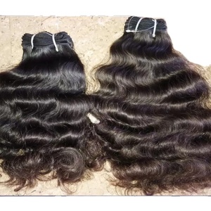 Venta al por mayor de extensiones de cabello Remy indio de Grado Superior mechones de tejido ondulado natural cabello Virgen sin procesar con color de cabello auténtico - Product Image 1