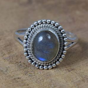 Super Madagascar labradorita piedra preciosa 7x9mm azul llamativo sólido 925 anillo de plata esterlina para mujeres bodas clásicas hechas a mano - Product Image 1