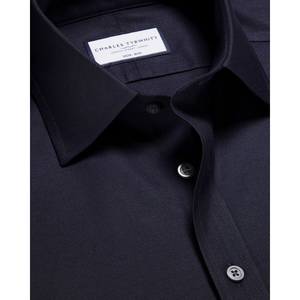 เสื้อลายทแยงผ้าฝ้าย100% พรีเมี่ยมสำหรับผู้ชายเสื้อลำลองสีกรมท่าสวมใส่สบายแบบคลาสสิกคอตั้งระบายอากาศได้ตลอดทั้งวัน - Product Image 2