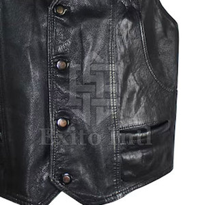 Buena calidad 100% cuero hecho Chaleco de moda precio razonable hombres ropa Chaleco de cuero transpirable invierno cálido - Product Image 5