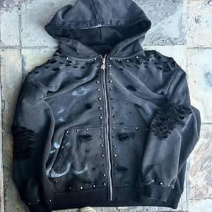 เสื้อฮู้ดดี้ปักเพชรแบบยูนิเซ็กซ์ สำหรับฤดูหนาว ผ้าฝ้าย 100% สไตล์ฮิปฮอป สตรีทแวร์ รับทำโลโก้ตามสั่ง ขายส่ง - Product Image 4