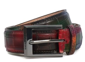 เข็มขัดหนัง Croco หลายเฉดสำหรับผู้ชายเข็มขัดแบบทางการเข็มขัดหนังแท้คุณภาพเยี่ยมพร้อมหัวเข็มขัดสีดำทองเหลือง - Product Image 2
