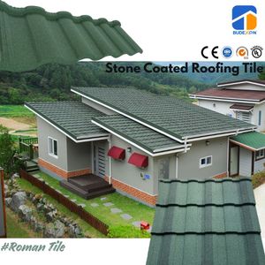 Bardeau de toiture métallique ignifuge et imperméable à emboîtement pour projets de remplacement résidentiel, tuile de toiture en métal revêtue de pierre - Product Image 1