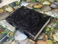 Journal en cuir fait main avec pentagramme celtique, reliure cousue, format A5, grimoire vintage, couverture rigide, papier à bords festonnés, 100 feuilles, personnalisable