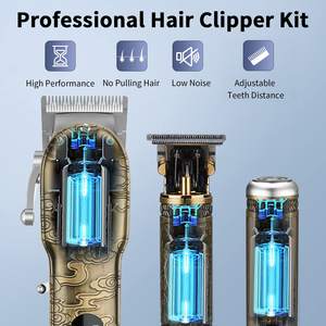 Tondeuse professionnelle sans fil pour hommes, kit de coupe de cheveux avec lames en acier inoxydable, tondeuse à barbe T-Blade, ensemble de coupe de cheveux IPX7 - Product Image 2