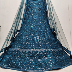 Designer Heavy Jarkan Work Single Can 3m Flair Butti Border Net Dupatta Summer Wedding Festive Sales Party Lehenga Choli - Product Image 3