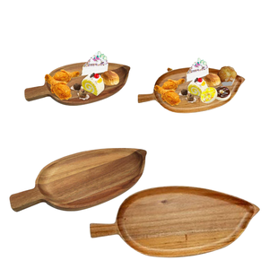 Plateaux de service en bois avec poignées en acier inoxydable, design moderne, plateaux en bois pour aliments, fruits et en-cas, non toxiques, écologiques, durables - Product Image 3