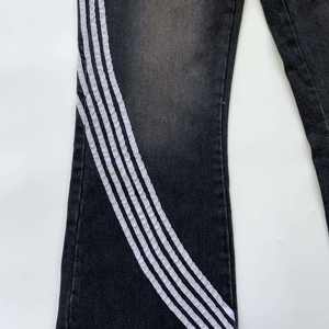 Pantalones Vaqueros de Mezclilla Casuales de Algodón para Hombre, de Cintura Alta y Pierna Recta, con Raya Lateral, Botones, Estilo Moderno, Logotipo, Lavado, Otoño, OEM Personalizado - Product Image 5