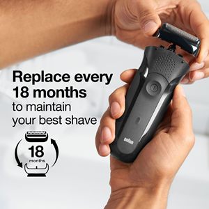 Afeitadora Eléctrica Negra con Cabezal de Triple Cuchilla y Lámina, Resistente al Agua IPX7, Lavable, para Uso Facial, Cuchilla de Repuesto - Product Image 5