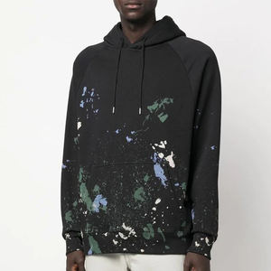 Sudaderas con capucha de manga raglán con logotipo personalizado de algodón 100% para hombre, Sudadera con capucha de pintura, Jersey informal de gran tamaño, sudaderas con capucha de peso pesado para hombre - Product Image 2