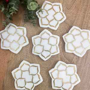 High Quality Bestseller Marble <b>Ceramic</b> <b>Coaster</b> Set with Brass Inlay Elegant Modern Art Style Premium Mats & Pads - Product Image 2