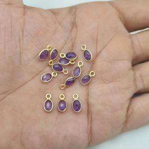 Minuscule 4x6mm facettes améthyste ovale lunette pendentif à breloque en argent Sterling 925 bijoux en pierres précieuses faits à la main - Product Image 2