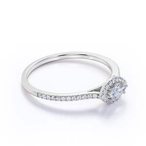 Moissanite de taille marquise-Bague de fiançailles Halo Cluster-Placage en or blanc 18 carats sur argent - Product Image 3