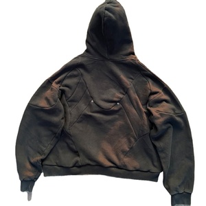 Meilleure vente Top qualité lourd plaine lavage à l'acide sweat à capuche surdimensionné conceptions uniques Style de base unisexe strass à capuche 2026 - Product Image 5