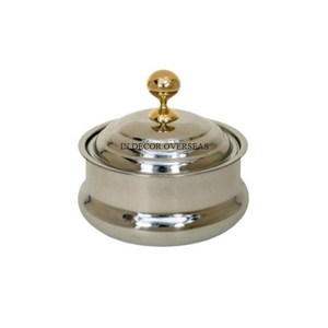 Cazuela de diseñador único elegante hecha de madera de la mejor calidad con tapa superior de metal con textura martillada chapada en oro a precio competitivo - Product Image 2