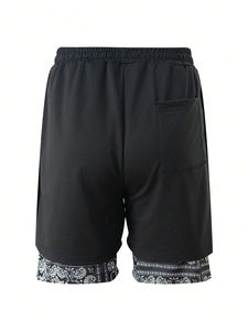 Pantalones cortos de gimnasio de secado rápido estilo High Street para hombre 2 en 1, ropa deportiva de doble capa para correr, patrón sólido para entrenamientos deportivos - Product Image 2