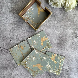 Dessous de verre en résine fabriqué à la main pour bureau, maison et bureau, sous-verre en pierre de forme carrée - Product Image 6