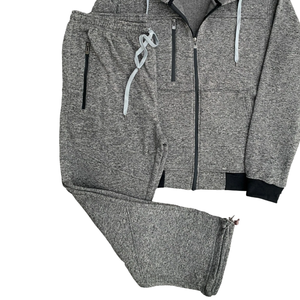 Conjunto Deportivo Gris para Hombre, Sudadera con Capucha y Cremallera, Pantalones Deportivos de Dos Piezas, Ropa Deportiva con Bolsillos con Cremallera, Logotipo Personalizado, Ropa Deportiva Cálida al por Mayor - Product Image 3