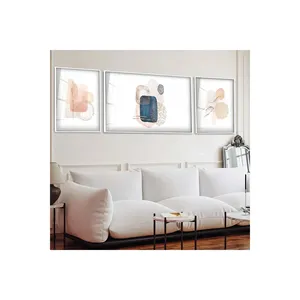 Zevahir Meubles Décoration Abstrait Moderne 3 Pièces Impression UV Incassable Verre Peinture Métal Encadré Verre Table Blanc - Product Image 3