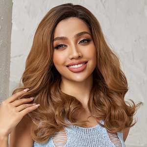 DWY 20 Inch Flax <b>Brown</b> Long Curly <b>Wig</b> with Transparent Lace Front for Women Model DWY-BL66079-1 - Product Image 5