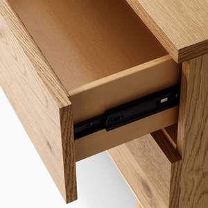 โต๊ะข้างเตียงไม้สองลิ้นชักสีธรรมชาติเสร็จสิ้นแพคเกจความปลอดภัยสําหรับเฟอร์นิเจอร์ห้องนอนข้างเตียงที่บ้าน - Product Image 3