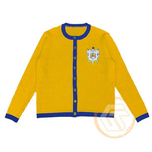 Veste décontractée d'hiver à manches longues et col en V avec boutons, broderies et appliques en acrylique personnalisées de haute qualité pour sororité Sigma Gamma Rho - Product Image 2
