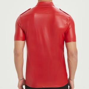 Chemises en cuir véritable pour hommes de qualité supérieure, vente en gros, chemise en cuir véritable de qualité supérieure, légère, design personnalisé à manches courtes - Product Image 3