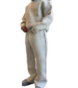 PRO ENTERPRISES Ensemble de survêtement surdimensionné décontracté d'hiver pour hommes 100% polyester tricoté 500gsm lourd OEM Logo personnalisé avant - Product Image 3