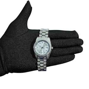 Montre en moissanite édition limitée antique, diamant, hommes femmes, luxe, mode, avec bracelet en acier inoxydable, mouvement à quartz, montre Rm - Product Image 4