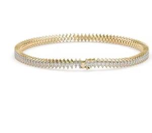 Bracelet de tennis en diamant moissanite de forme ronde glacé Bracelet plaqué or jaune 18 carats pour fille et femme au meilleur prix - Product Image 3