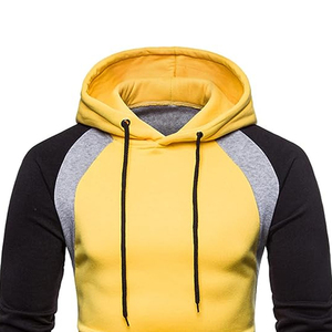 Sweats à capuche pour hommes de couleur unie 100% coton sweats à poche kangourou en relief techniques de bouffée longue teinte unie pour l'automne - Product Image 4