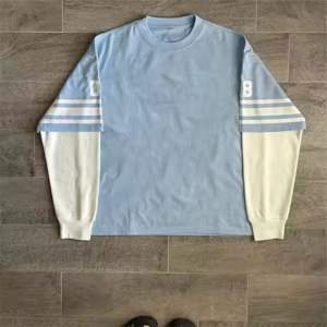 Calidad superior Estilo de tendencia Logotipo personalizado Streetwear Doble capa de manga larga Precio al por mayor Camiseta de gran tamaño para hombres - Product Image 4