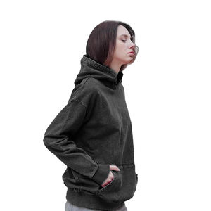 Sweats à capuche d'hiver délavés à l'acide pour femmes - Respirant, anti-froissement, coupe ajustée, vêtements de sport 100% coton, épaules tombantes - Product Image 4