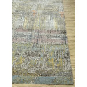 Alfombra Kavi Gris y Negra Anudada a Mano de Lana y Seda de Bambú con Patrón Abstracto Srb(709) para Uso Doméstico - Product Image 4