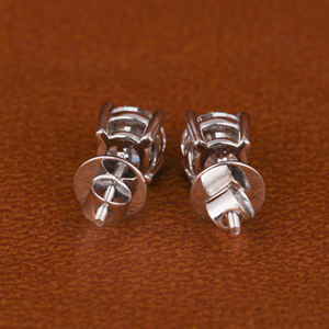 Lujoso corte redondo laboratorio cultivado diamante 14KT oro blanco diamante nueva moda diseño personalizado tornillo trasero pendientes para mujer - Product Image 3