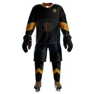 Servicio OEM hecho en Pakistán conjuntos de uniformes de hockey sobre hielo logotipo personalizado 100% poliéster de alta calidad de secado rápido y respetuoso con el medio ambiente - Product Image 1