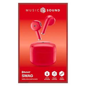 Écouteurs Bluetooth TWS Music Sound Swag avec microphone rouge BTMSTWSSWAGR 0899221 Ligne Cellulaire Non-Isolation Acoustique - Product Image 2