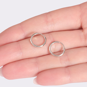 Minimalist <b>Huggie</b> Hoop Earrings Rhodium Plated 925 Sterling <b>Silver</b> 10mm Round Lightweight Everyday Hoops for Women OEM - Product Image 6