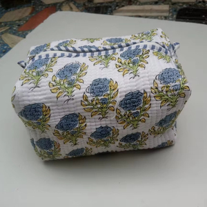 Bolsa de Cosméticos Unisex de Algodón Estampado a Mano, Bolsa de Viaje Pequeña con Estampado de Avestruz, Cierre de Cremallera, Impermeable, Estilo Bohemio - Product Image 1