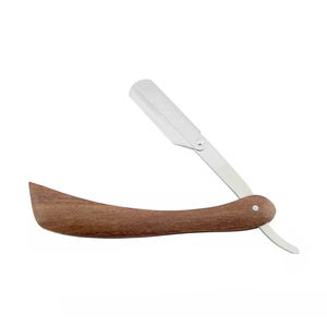 Rasoir de coiffeur à bord droit en acier inoxydable professionnel Logo personnalisable manche en bois de haute précision pour la beauté des soins personnels - Product Image 1