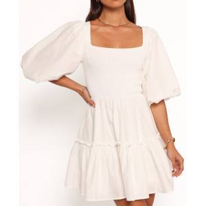 ชุดเดรสลำลองสำหรับผู้หญิง ดีไซน์หรูหรา ผ้าลินิน 100% ประดับลูกปัด กระดุมตกแต่ง เหมาะสำหรับไลฟ์สไตล์สมัยใหม่ สวมใส่สบาย ทรงสวยมีสไตล์ - Product Image 3