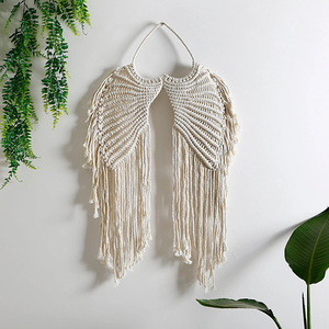 Nuevo diseño de alas de Ángel para colgar en la pared de macramé bohemio tejido a mano por Isar International para la decoración del hogar y la tienda - Product Image 2